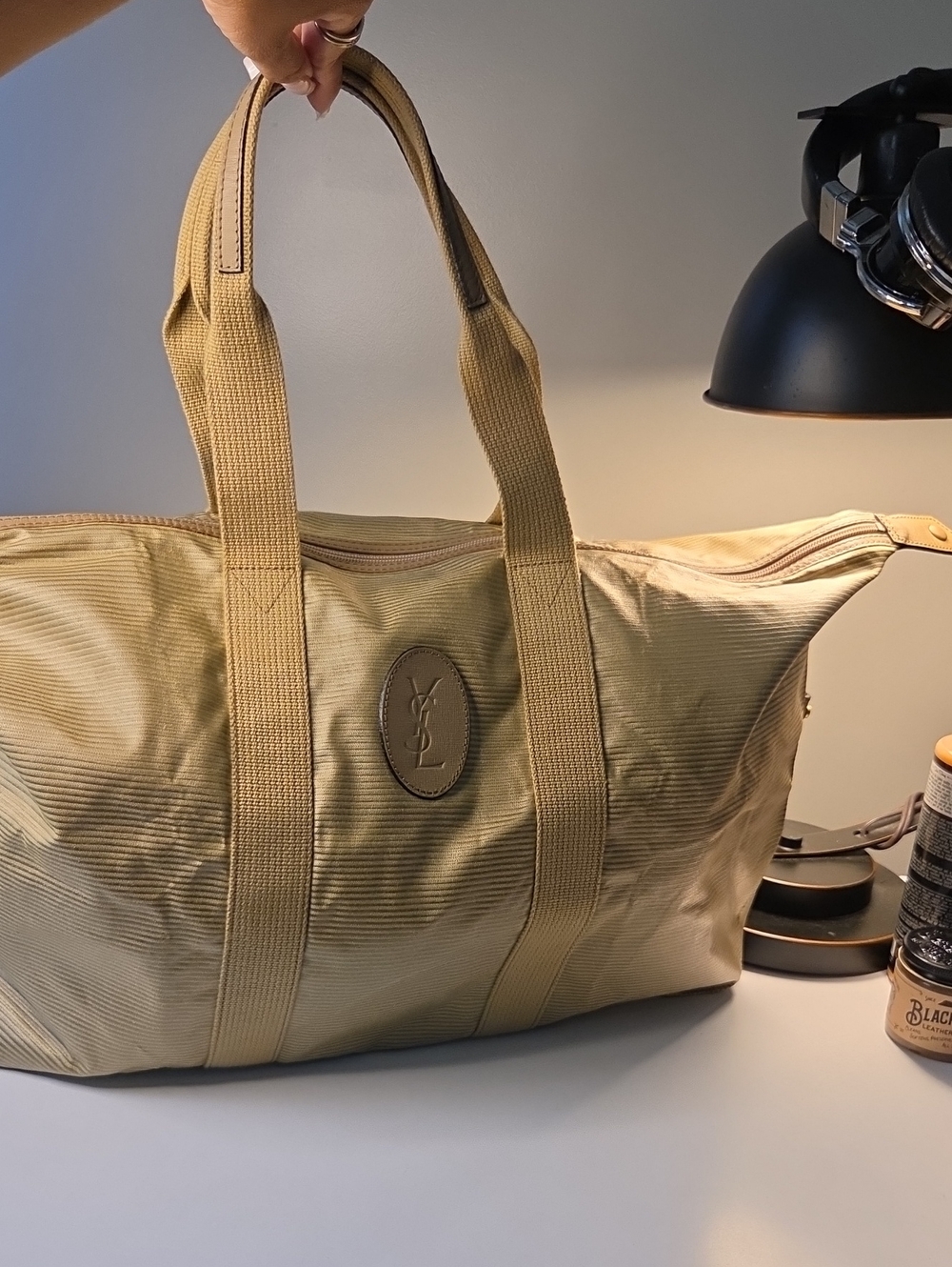 Yves Saint Laurent Beige Canvas Travel Tote